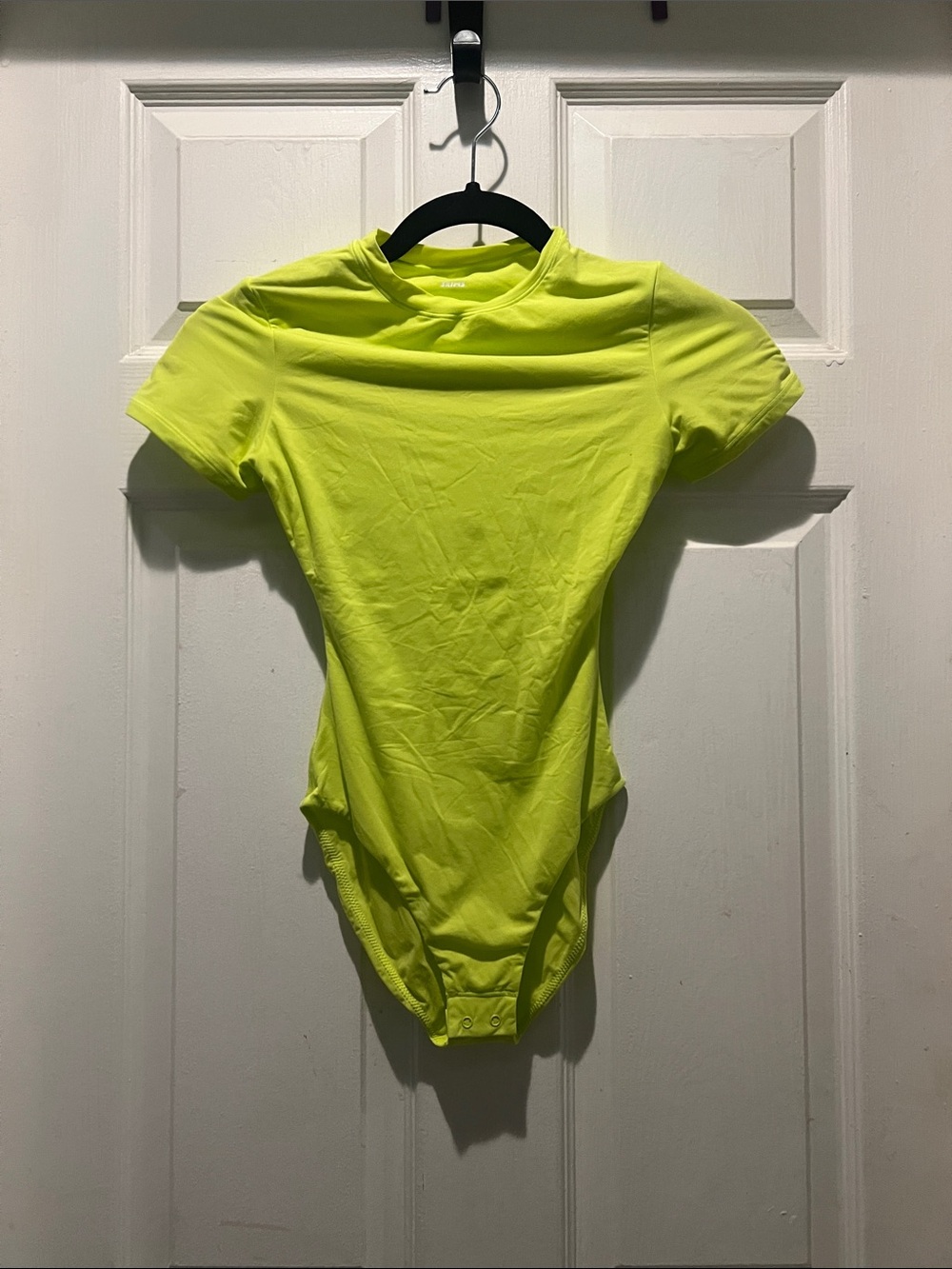 SKIMS Neon Yellow Short-Sleeve  One-Piece Bodysuit